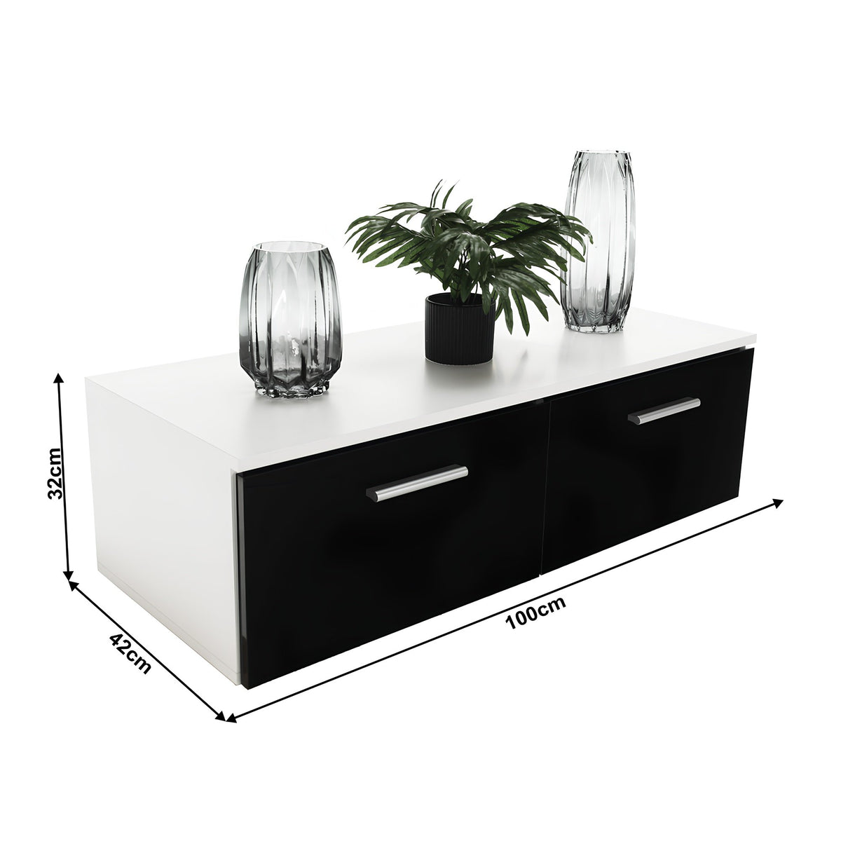 Mobilier living, alb/extra strălucire neagră HG, LEO Kondela