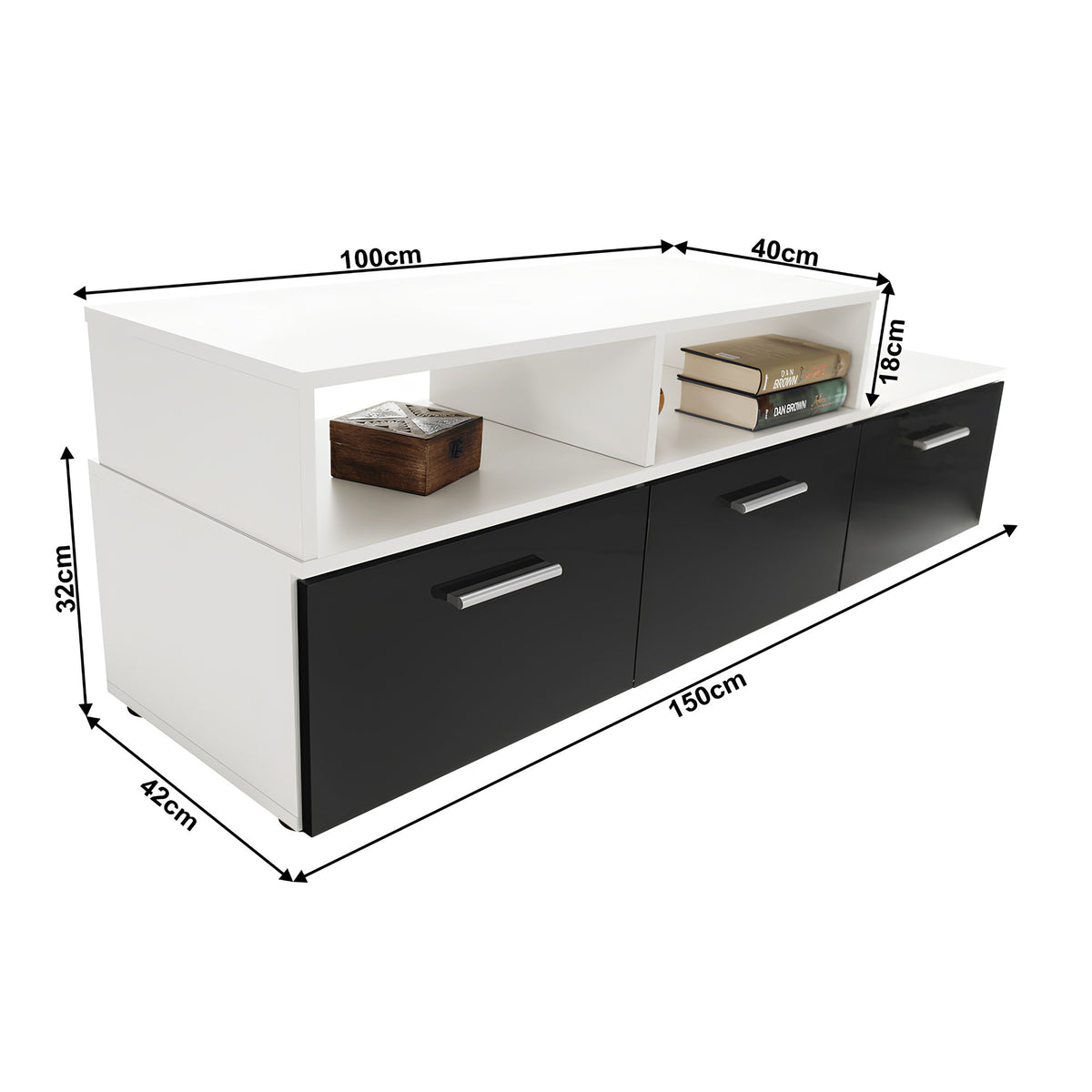 Mobilier living, alb/extra strălucire neagră HG, LEO Kondela