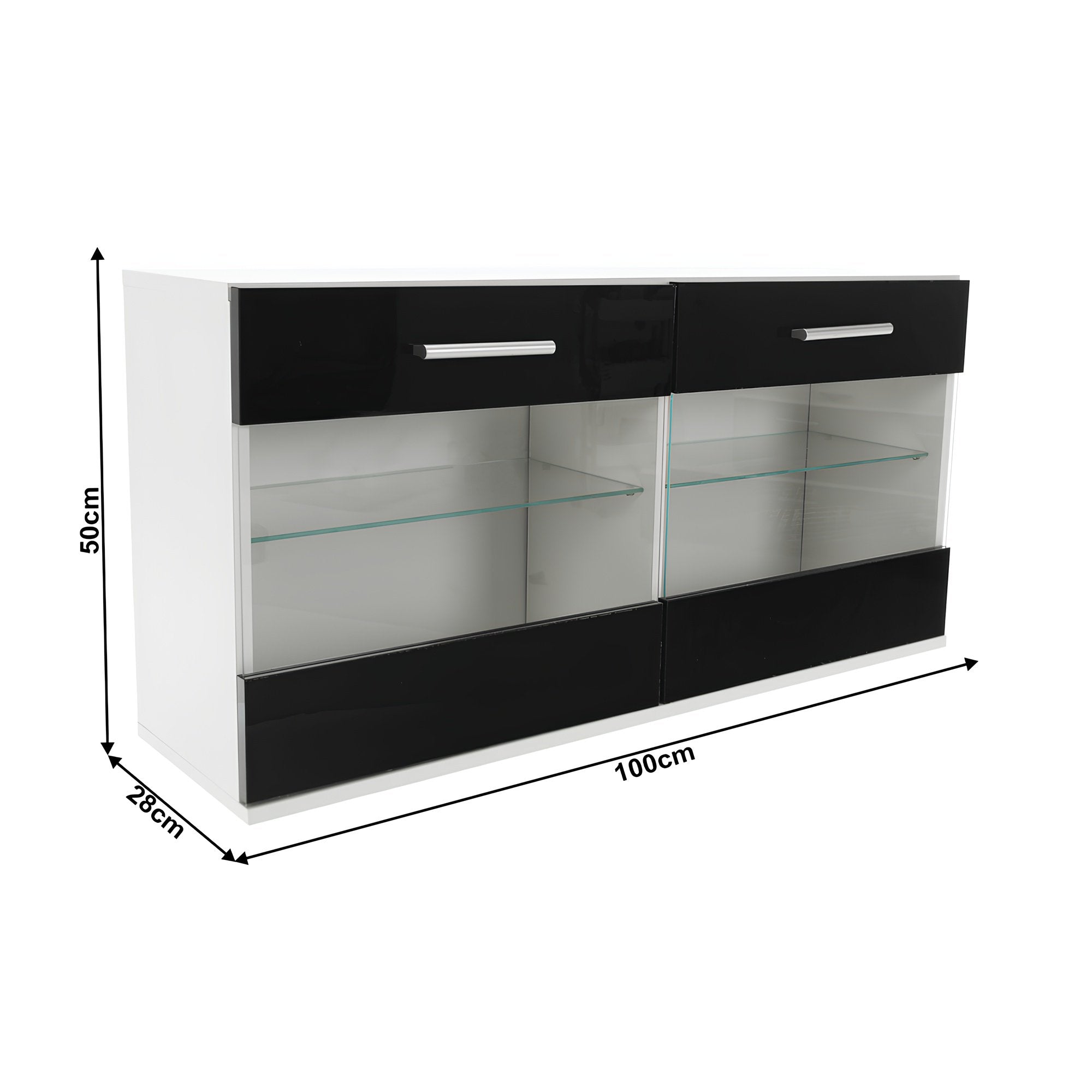 Mobilier living VINAROS, alb/extra strălucire neagră Kondela