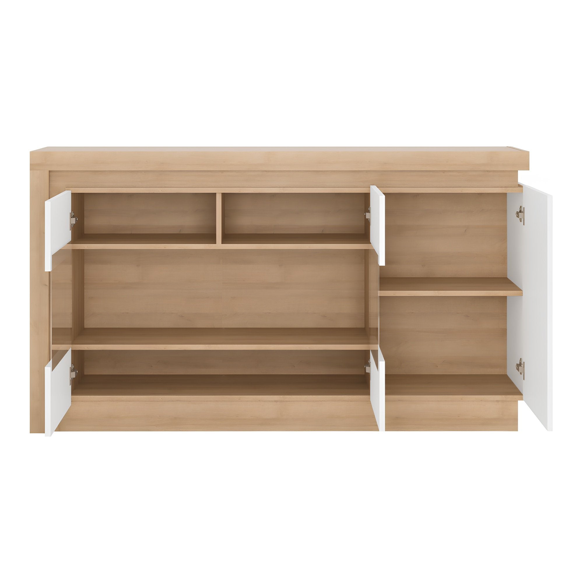Comodă LEONARDO LYOK02, stejar riviera/alb, cu iluminare LED, 158 cm Kondela