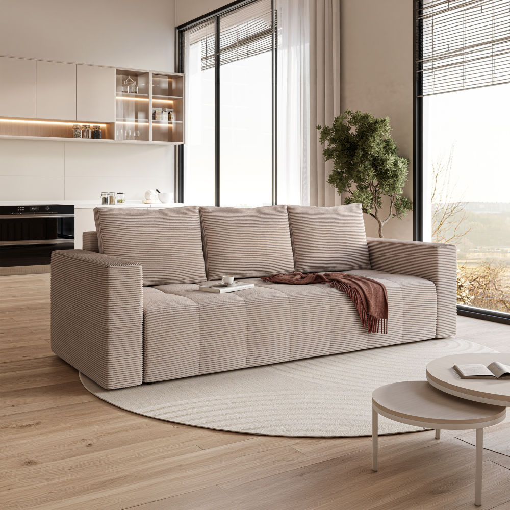 Canapea extensibilă VARESE, bej Taupe, 233x92x85 cm Kondela