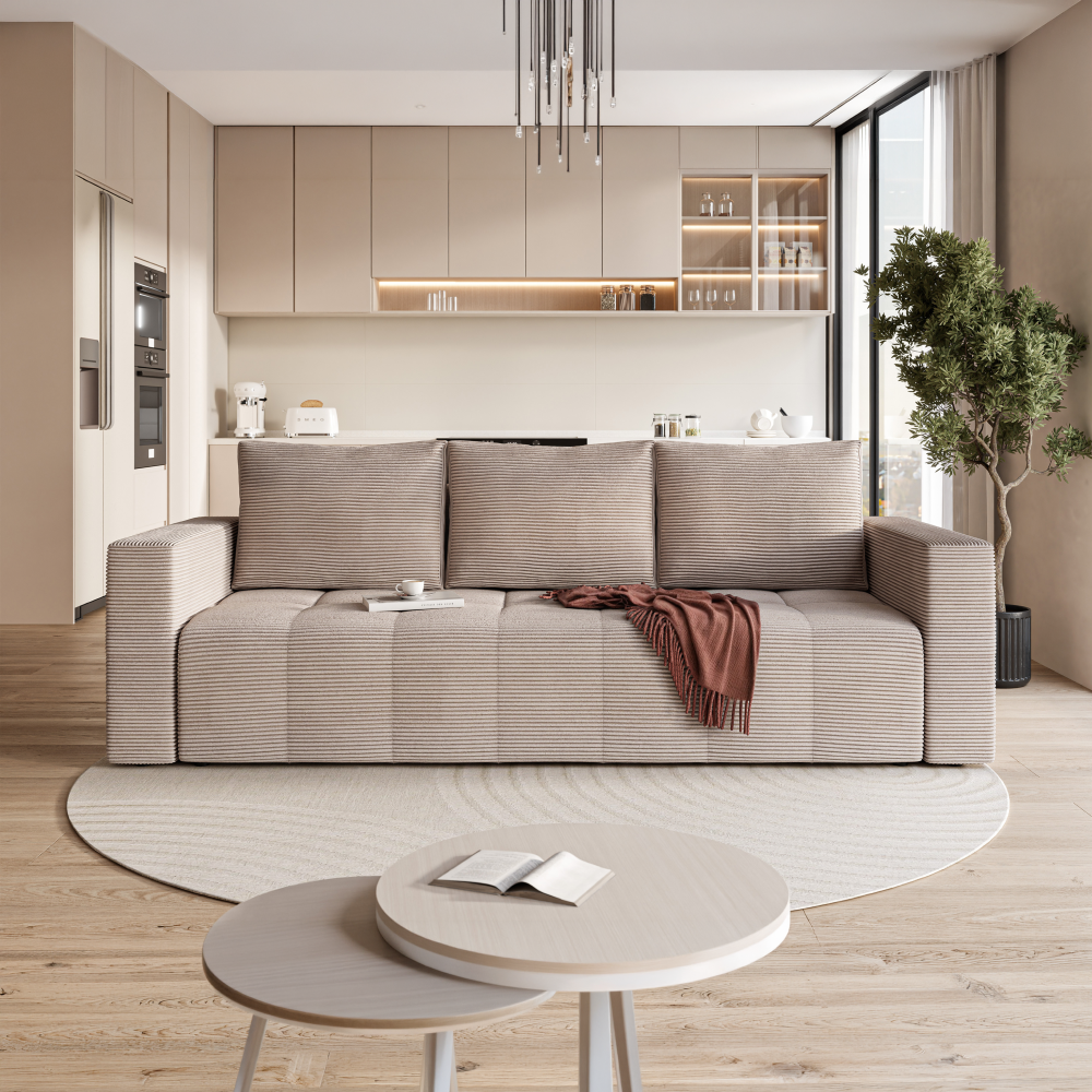 Canapea extensibilă VARESE, bej Taupe, 233x92x85 cm Kondela