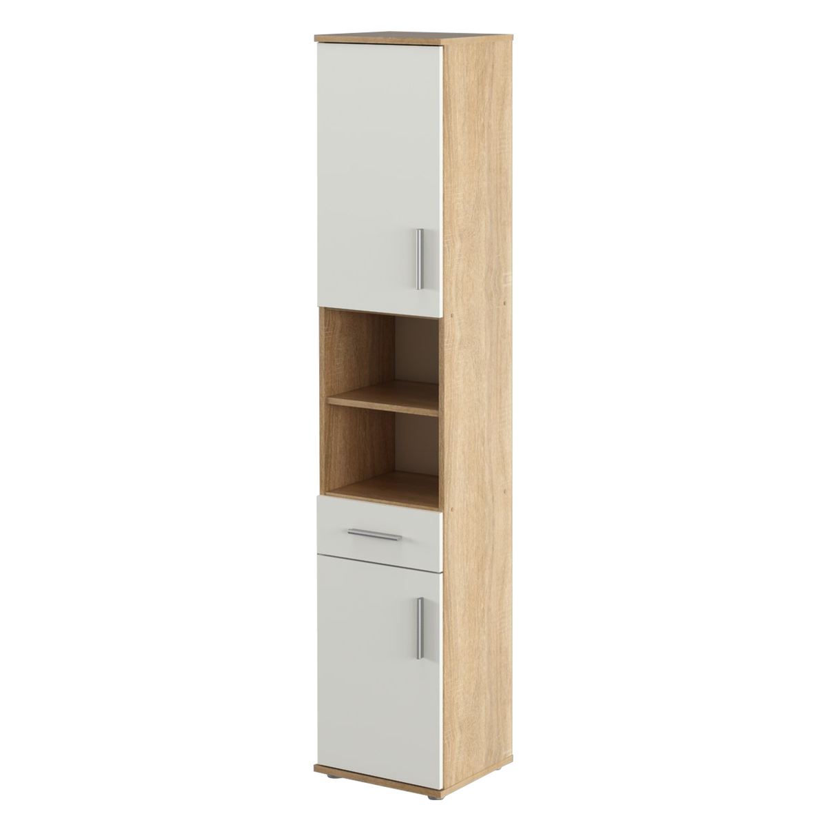 Dulap înalt VERIA 05, stejar sonoma/ alb mat, 38x35x188.8 cm Kondela