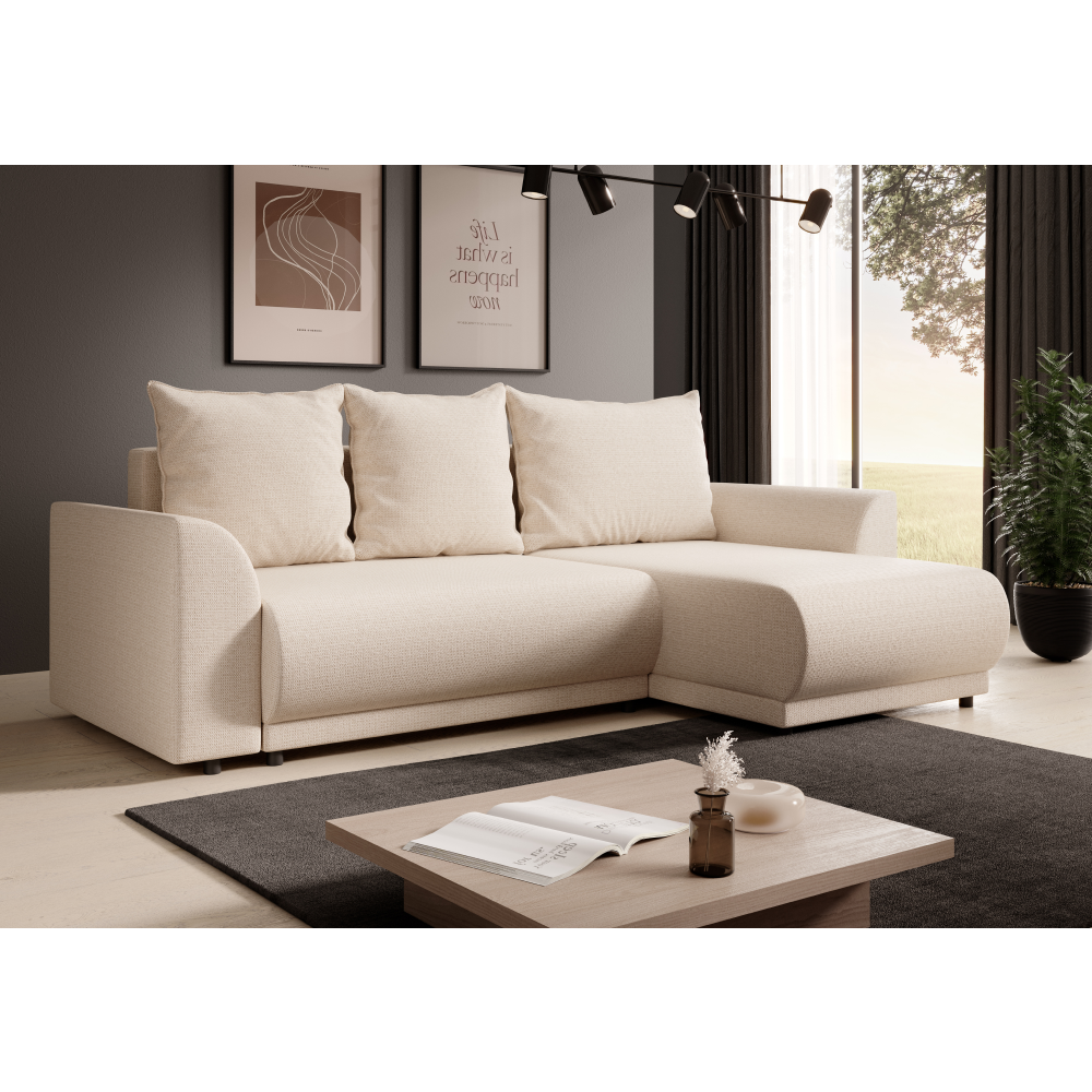 Set canapea universal VERONA, bej, 243x165x77 cm Kondela