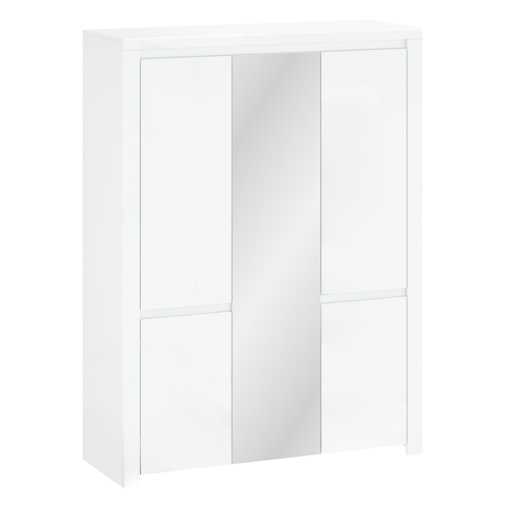 Dulap cu oglindă NARDO, alb lucios, 150.8x56x202 cm Kondela