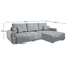 Set canapea universală BEAUNE, gri deschis, 280x180x75 cm Kondela