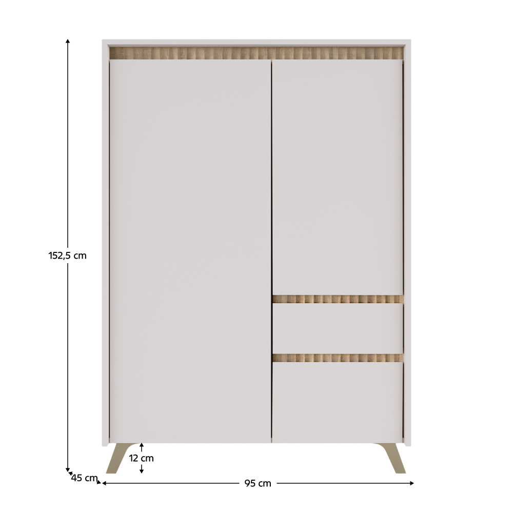 Comodă LONGY, cașmir/stejar sonoma, 2 uși și 1 sertar, 95 cm Kondela