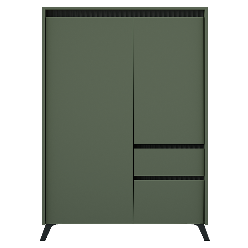 Comodă LONGY, verde smoke/negru, 2 uși și 1 sertar, 95 cm Kondela