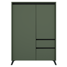 Comodă LONGY, verde smoke/negru, 2 uși și 1 sertar, 95 cm Kondela