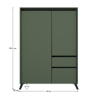 Comodă LONGY, verde smoke/negru, 2 uși și 1 sertar, 95 cm Kondela