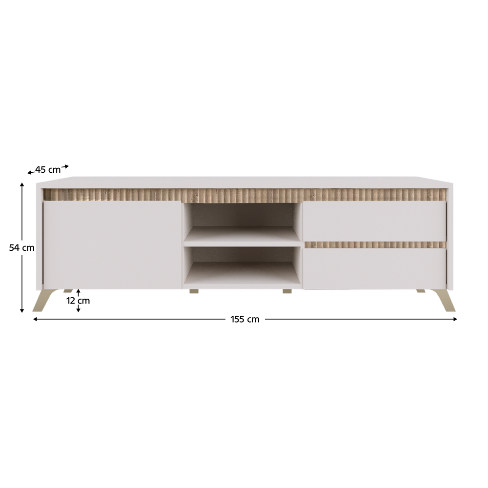Comodă TV LONGY, cașmir/stejar sonoma, extensibilă, 155 cm Kondela