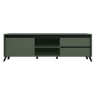 Comodă TV LONGY, verde smoke/negru, extensibilă, 155 cm Kondela