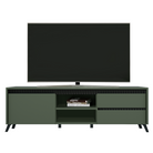 Comodă TV LONGY, verde smoke/negru, extensibilă, 155 cm Kondela