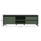 Comodă TV LONGY, verde smoke/negru, extensibilă, 155 cm Kondela