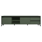 Comodă TV LONGY, verde smoke/negru, 2 uși, 206 cm Kondela