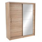 Dulap cu uși glisante LOW, stejar sonoma, cu oglindă, 180x215 cm Kondela