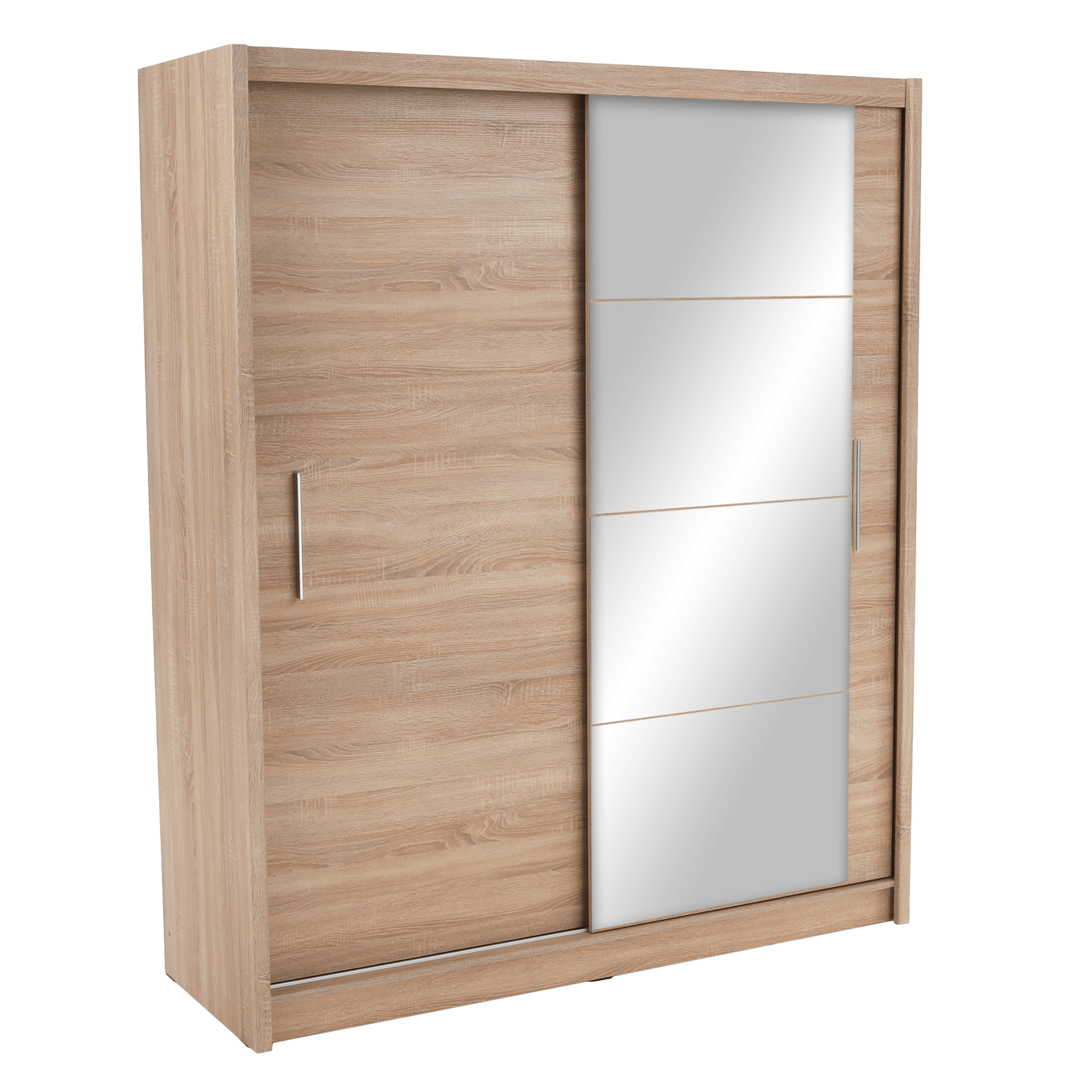 Dulap cu uși glisante LOW, stejar sonoma, cu oglindă, 180x215 cm Kondela