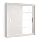 Dulap cu uși glisante LOW, alb, cu oglindă, 180x215 cm Kondela