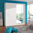 Dulap cu uși glisante LOW, alb, cu oglindă, 180x215 cm Kondela