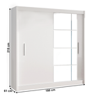 Dulap cu uși glisante LOW, alb, cu oglindă, 180x215 cm Kondela