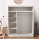 Dulap cu uși glisante LOW, alb, cu oglindă, 180x215 cm Kondela