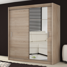 Dulap cu uși glisante LOW, stejar sonoma, cu oglindă, 180x215 cm Kondela