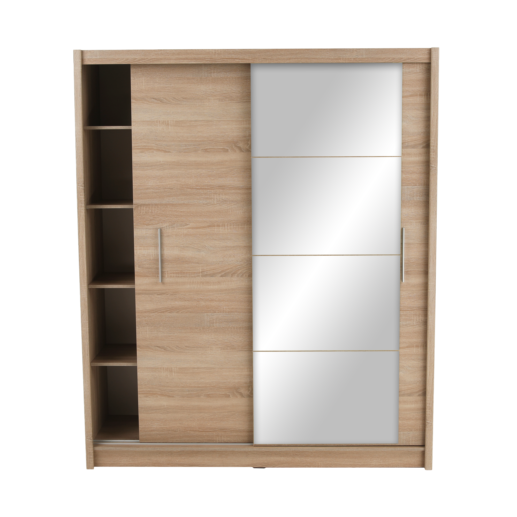 Dulap cu uși glisante LOW, stejar sonoma, cu oglindă, 180x215 cm Kondela