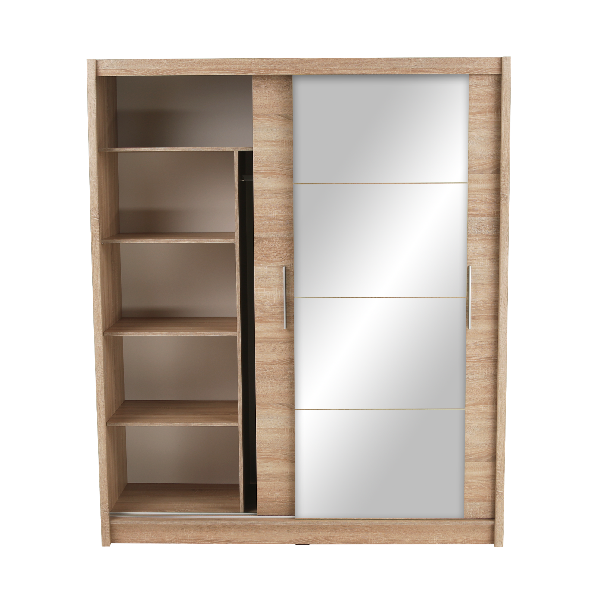 Dulap cu uși glisante LOW, stejar sonoma, cu oglindă, 180x215 cm Kondela