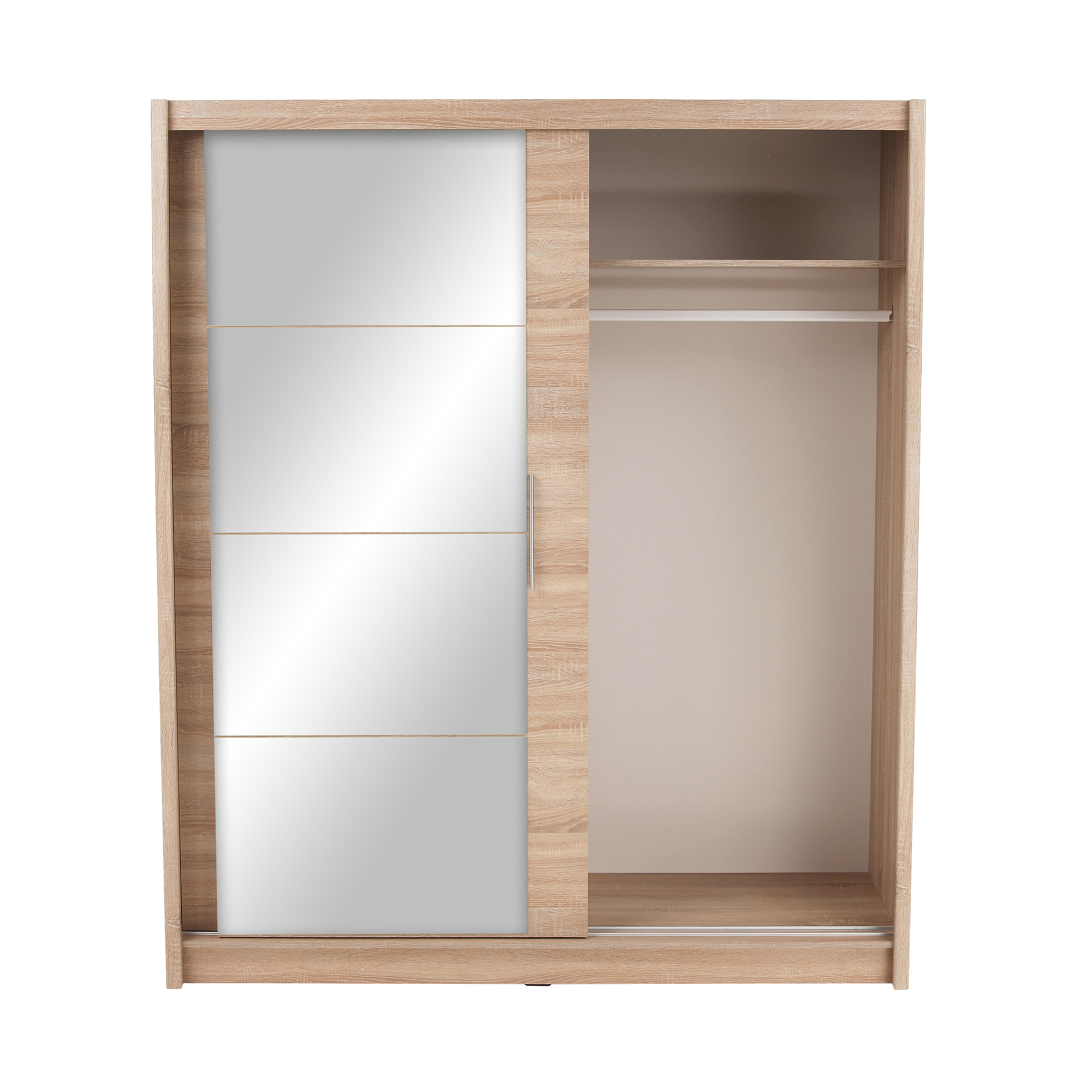 Dulap cu uși glisante LOW, stejar sonoma, cu oglindă, 180x215 cm Kondela