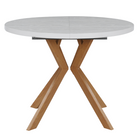 Masă extensibilă de sufragerie TAVIRA, albă/stejar, 100-250x75, 100x100x75.5 cm Kondela
