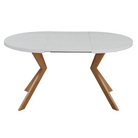 Masă extensibilă de sufragerie TAVIRA, albă/stejar, 100-250x75, 100x100x75.5 cm Kondela
