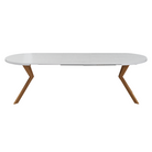 Masă extensibilă de sufragerie TAVIRA, albă/stejar, 100-250x75, 100x100x75.5 cm Kondela