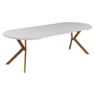 Masă extensibilă de sufragerie TAVIRA, albă/stejar, 100-250x75, 100x100x75.5 cm Kondela