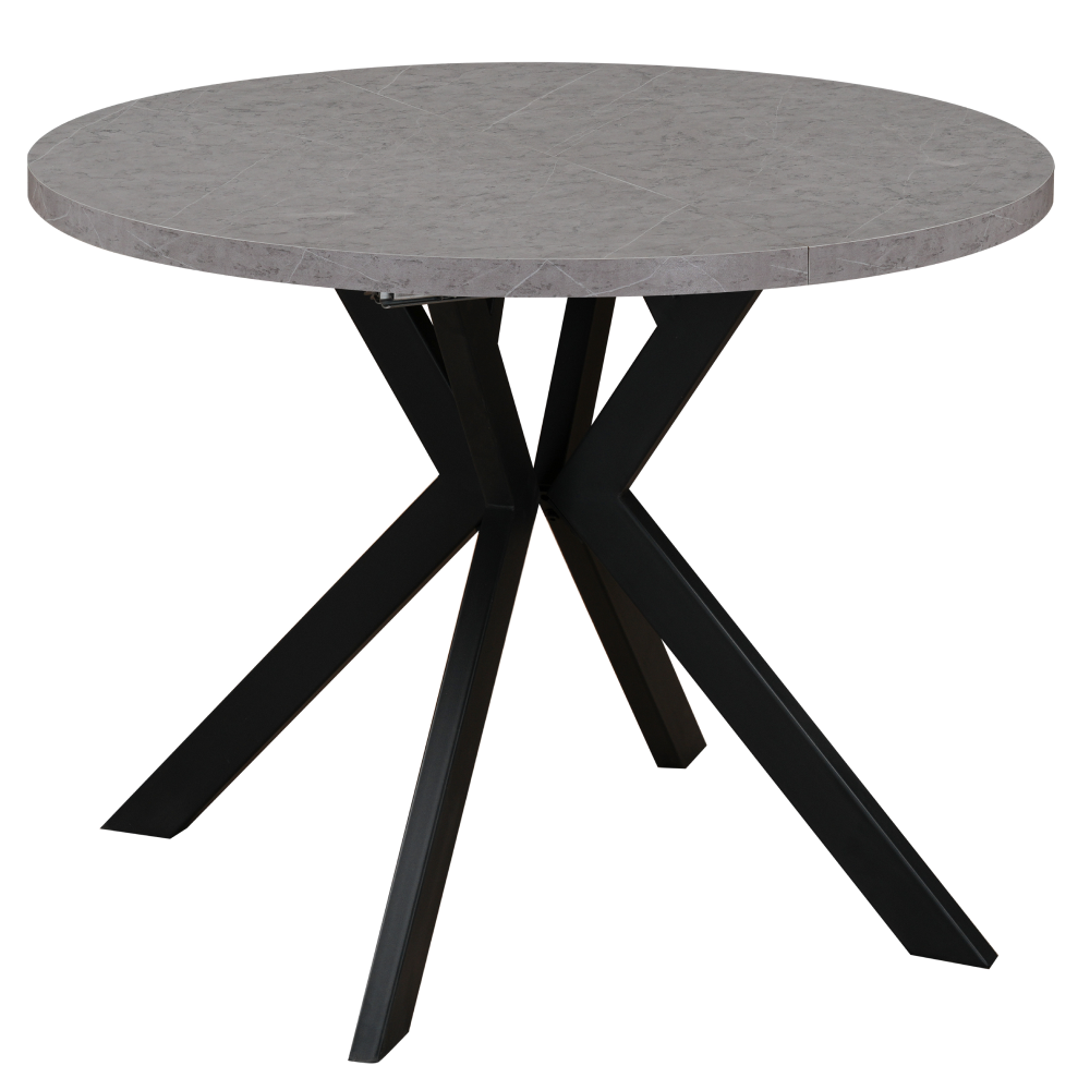 Masă de sufragerie extensibilă, beton deschis/negru, 100-250x75,5 cm, LUKOS Kondela