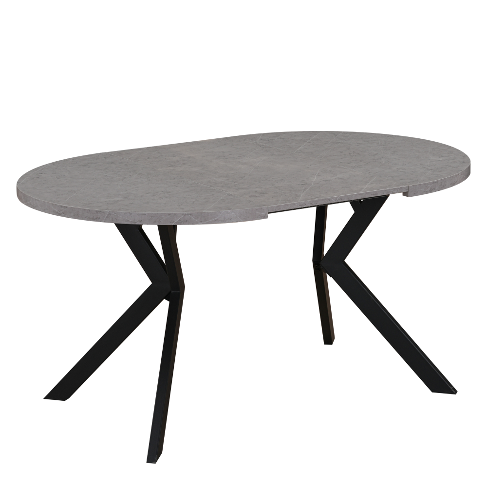 Masă de sufragerie extensibilă, beton deschis/negru, 100-250x75,5 cm, LUKOS Kondela