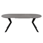 Masă de sufragerie extensibilă, beton deschis/negru, 100-250x75,5 cm, LUKOS Kondela
