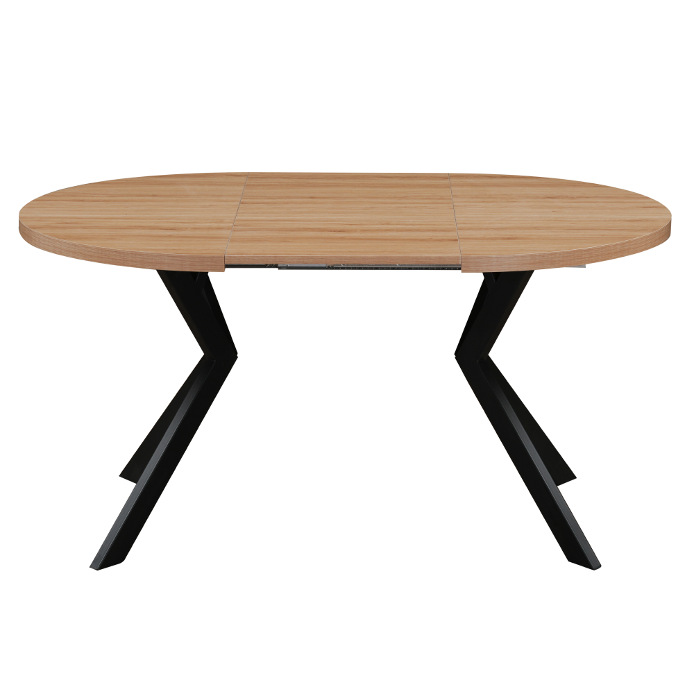 Masă extensibilă de sufragerie, stejar deschis/negru, 100-250x75,5 cm, LUKOS Kondela