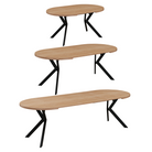 Masă extensibilă de sufragerie, stejar deschis/negru, 100-250x75,5 cm, LUKOS Kondela