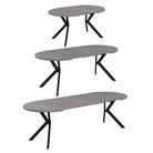Masă de sufragerie extensibilă, beton deschis/negru, 100-250x75,5 cm, LUKOS Kondela