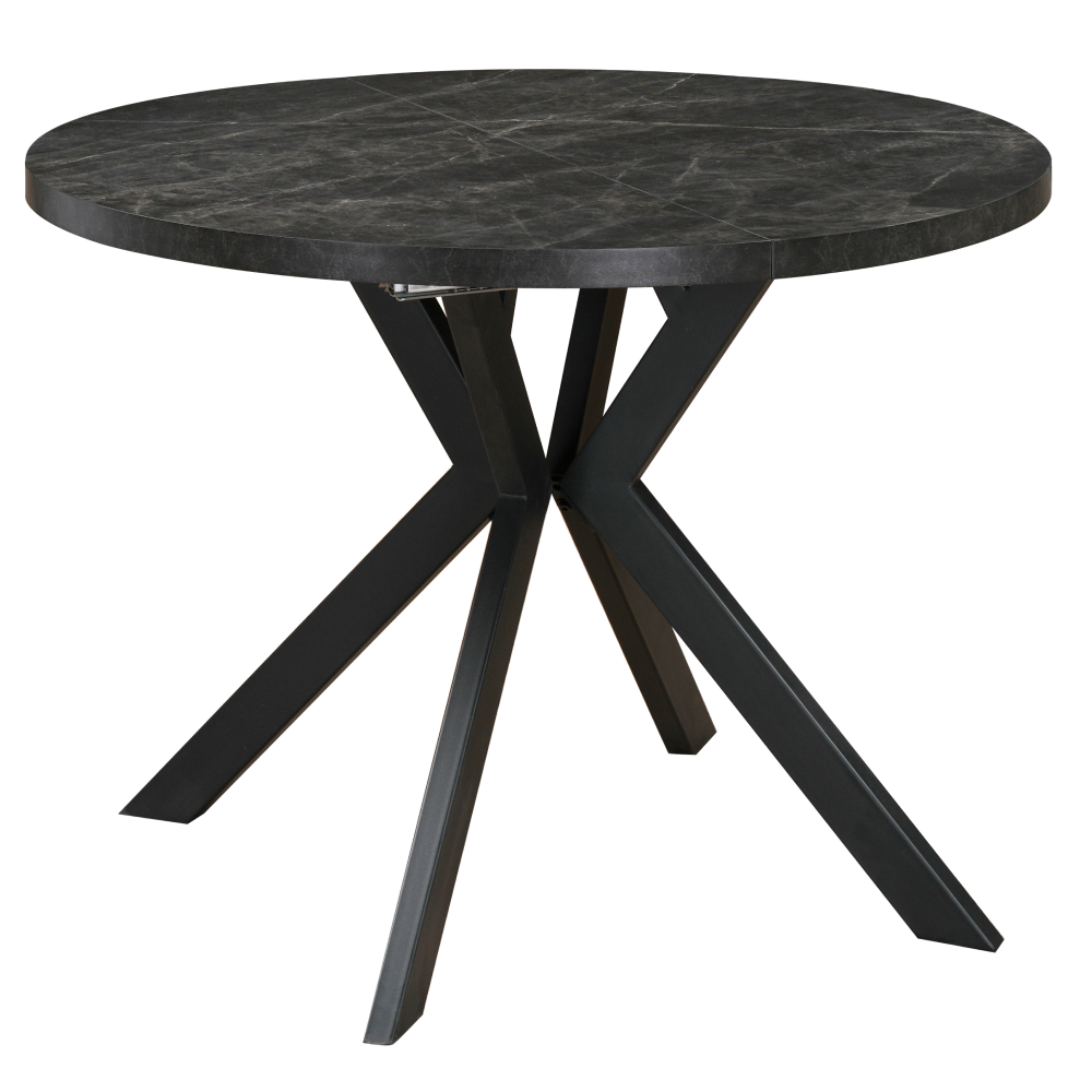 Masă de sufragerie extensibilă TAVIRA, beton închis/negru, 100-250x75, 100x100x75.5 cm Kondela