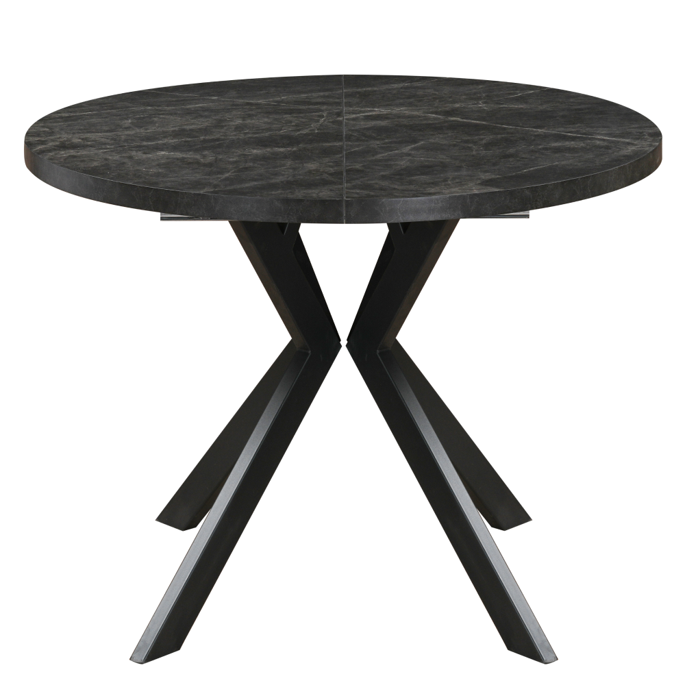 Masă de sufragerie extensibilă, beton închis/negru, 100-250x75,5 cm, LUKOS Kondela
