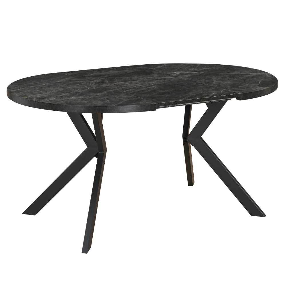Masă de sufragerie extensibilă, beton închis/negru, 100-250x75,5 cm, LUKOS Kondela
