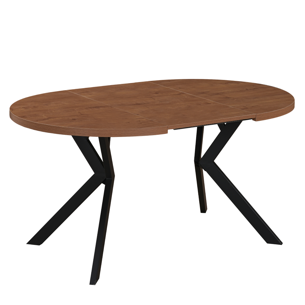 Masă de sufragerie extensibilă TAVIRA, stejar închis/negru, 100-250x75, 100x100x75.5 cm Kondela