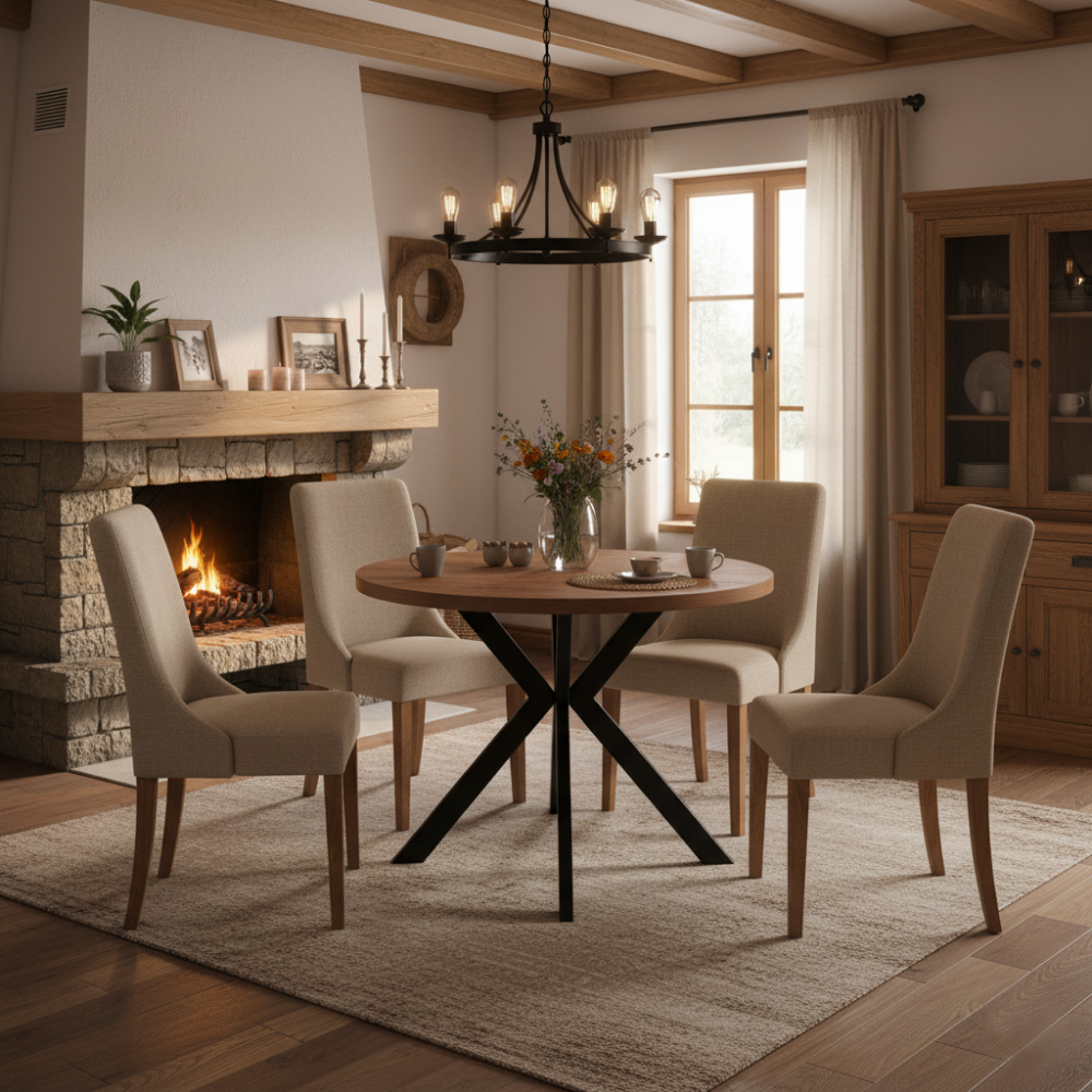 Masă de sufragerie extensibilă TAVIRA, stejar închis/negru, 100-250x75, 100x100x75.5 cm Kondela