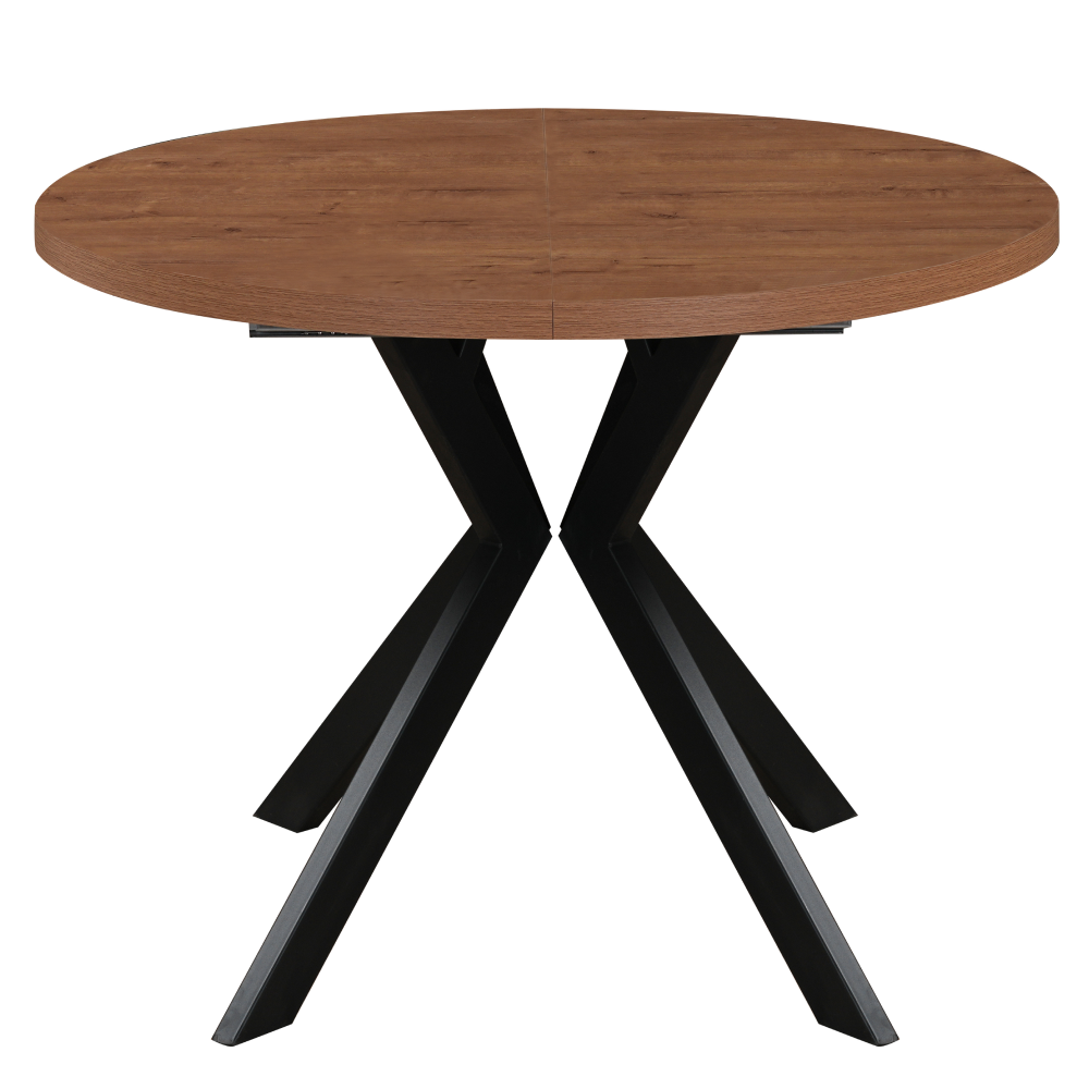Masă de sufragerie extensibilă TAVIRA, stejar închis/negru, 100-250x75, 100x100x75.5 cm Kondela