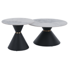 Măsuţe de cafea, set de 2 bucăţi, marmură/negru/auriu, metal, MABUZ NEW Kondela