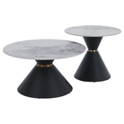 Măsuţe de cafea, set de 2 bucăţi, marmură/negru/auriu, metal, MABUZ NEW Kondela