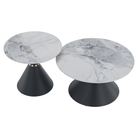 Măsuţe de cafea, set de 2 bucăţi, marmură/negru/auriu, metal, MABUZ NEW Kondela