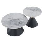 Măsuţe de cafea, set de 2 bucăţi, marmură/negru/auriu, metal, MABUZ NEW Kondela