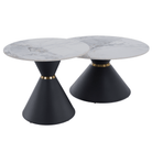 Măsuţe de cafea, set de 2 bucăţi, marmură/negru/auriu, metal, MABUZ NEW Kondela